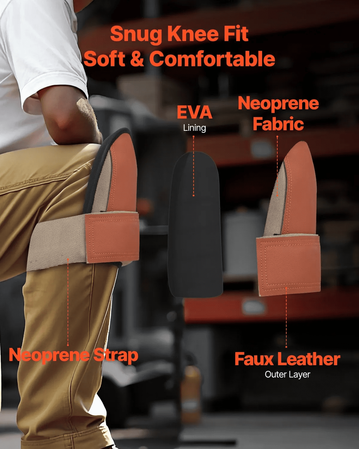 Knee Pads for Work, Durable Leather Construction Pads, Machine Washable Work Knee Pads, Easy to Wear and Take off, Extra Thick Knee Support for Gardening Flooring and Cleaning, Black and Brown