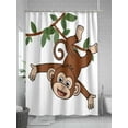 thumbnail image 5 of Brown Cute Monkey Shower Curtain Set, Waterproof Shower Curtains for Bathroom, Playing Funny Animal on Branch Washable Fabric Cloth Bath Curtain for Bathtub Decoration with Hooks 60x72 Inches, 5 of 6