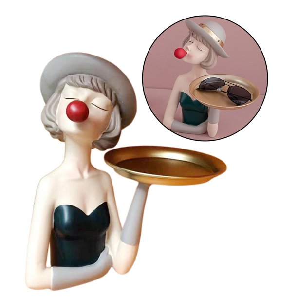 adorno de estatuilla de estatua de resina para niñas, manualidades de decoración para hogar para bodas para el día de Pascua, inauguración de Verde Macarena Decoraciones de mesa con figuras de niñas