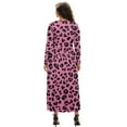 thumbnail image 2 of FKELYI Leopard Pink Print Womens Fall Dress Long Sleeve Maxi Dress for Wedding Party Casual Outdoor Cloth V Neck Soft Dresses with Pocket, 2XL, 2 of 6