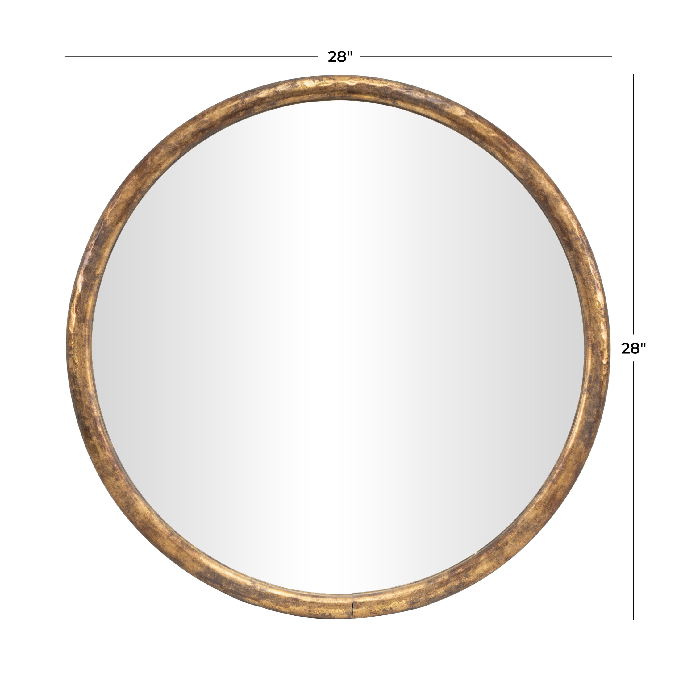 DecMode 28" x 28" Gold Wall Mirror with Weathered Frame