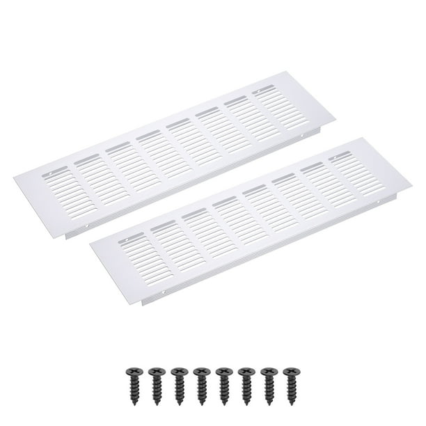 Rejilla de ventilación rectangular Uxcell 14 x 4" 2Pcs Cubierta de ventilación de aire de aluminio Plata