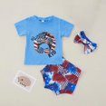 Swaddling Set Baby Outfits with Headbands Summer Girls American Flag