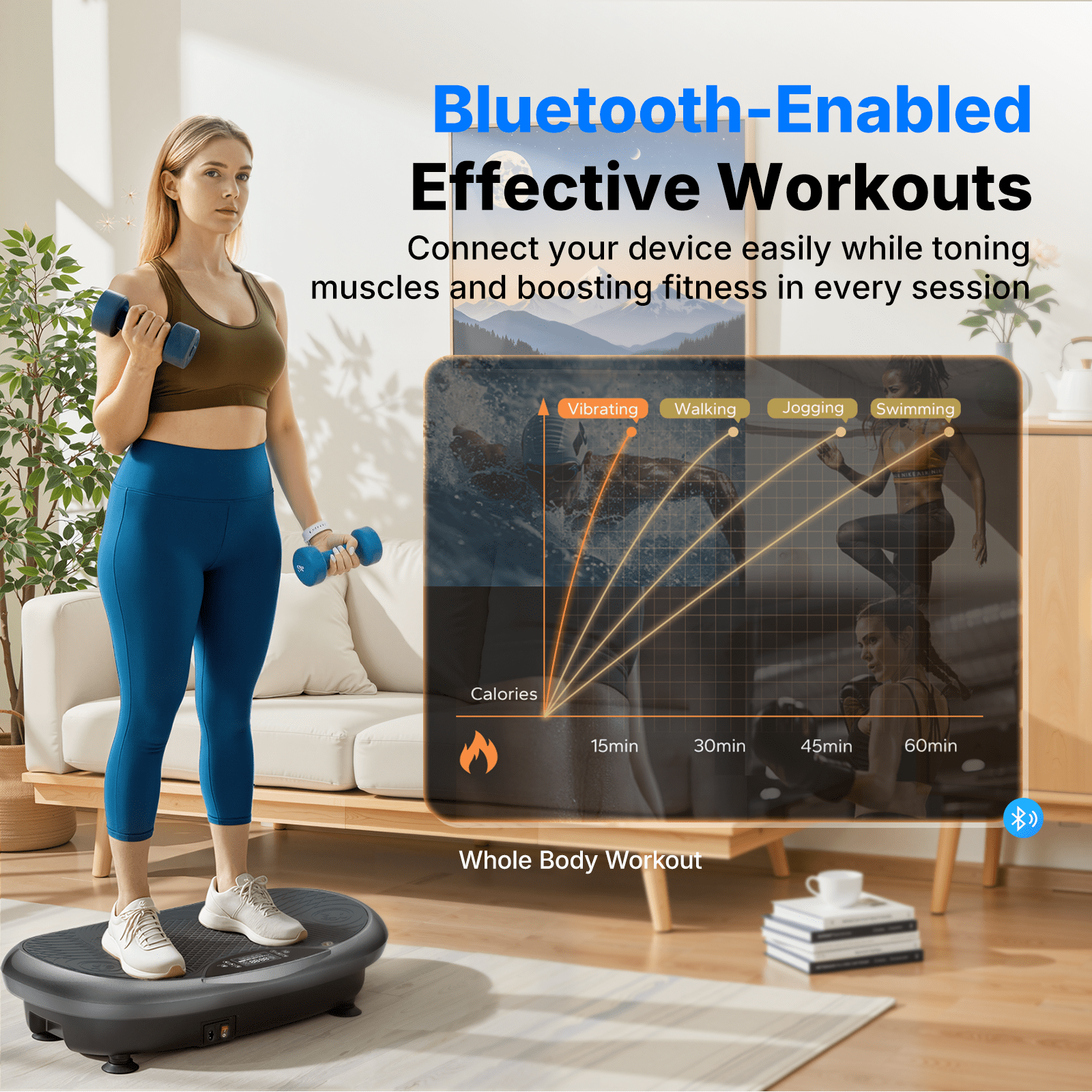 MERACH 4D Vibration Plate Exercise Machine, 120 Speed Levels, 440W Motor, Full-Body Vibration Platform with Bluetooth Speaker, LED Lights, Resistance Bands, 440 lb Capacity