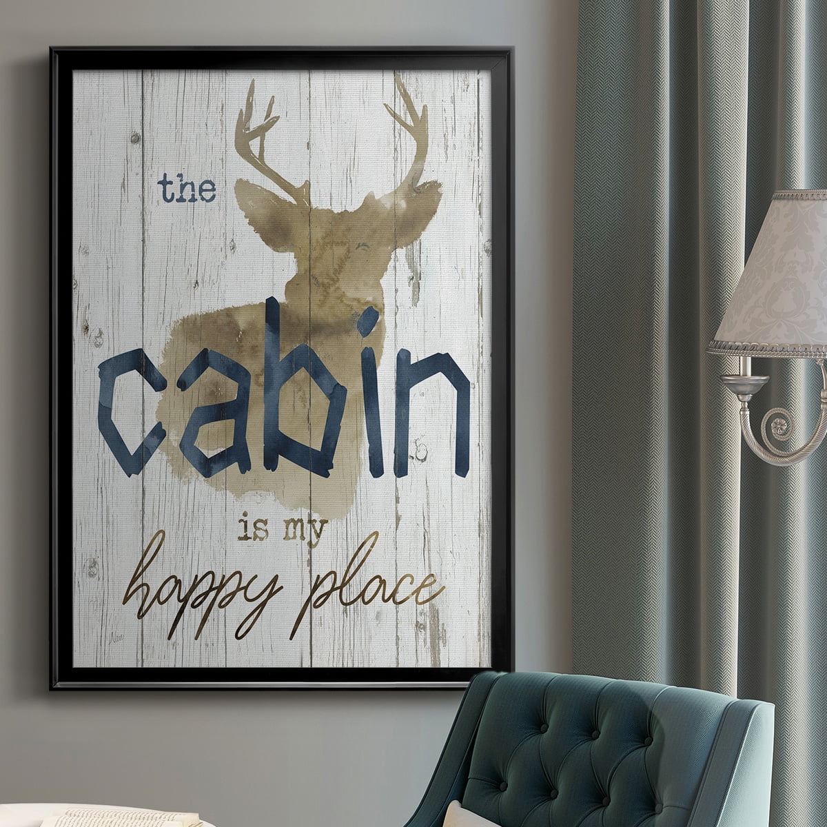 Happy Place Cabin Premium Classic Framed Print - Ready to Hang