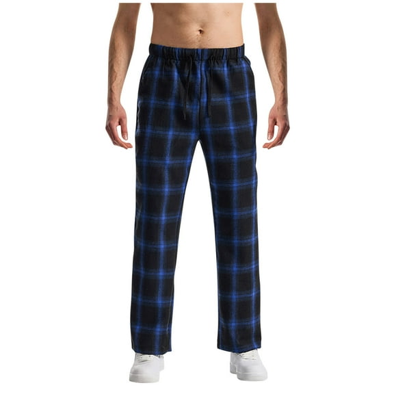 GuangCheng Mens Plaid Pajama Pants Straight Leg Elastic Waist Soft Comfy Sleepwear Trousers,Size:3XL
