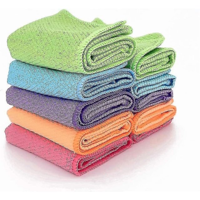 Microfiber Fiberglass Cleaning Cloths 10 Pieces Lint Free Streak Free Reusable Durable Absorbent Cleaning Cloths For Windows, Cars, Mirrors