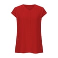 thumbnail image 4 of QATAINLAV en Liquidation Liquidation, Hauts d'Été pour Femmes 2025 Tendance Décontracté Manches Courtes Unies Mignonnes Tuniques Col en V Blouses Amples Rouges m, 4 of 9