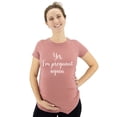 thumbnail image 3 of Funny Pregnancy Shirts for Women Pregnancy Announcement Shirts Mom to Be Gift Pregnant again Heather Mauve Medium, 3 of 6