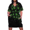 thumbnail image 2 of Vestido/Camiseta con diseño de trébol y bolsillos sueltos para mujer, vestidos de fiesta y novia., 2 of 7
