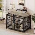 thumbnail image 2 of E-Western Furniture Style Dog Crate with Wrought Iron Frame and Side Openings, Grey, 43.3''W x 29.9''D x 33.5''H, 2 of 18