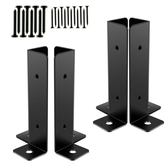 4Pcs Post Anchor Base Iron Deck Post Base Brackets Half Column Deck Post Base with Pre-drilled Hole Sturdy Wood Fence Pergola Post Base Brackets Kit Versatile Wood Post Brackets for Pergola