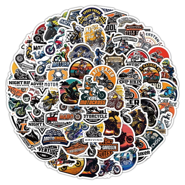 Juego de pegatinas para motocicletas, 100 unidades, para niños, equipaje, ordenador portátil o patín