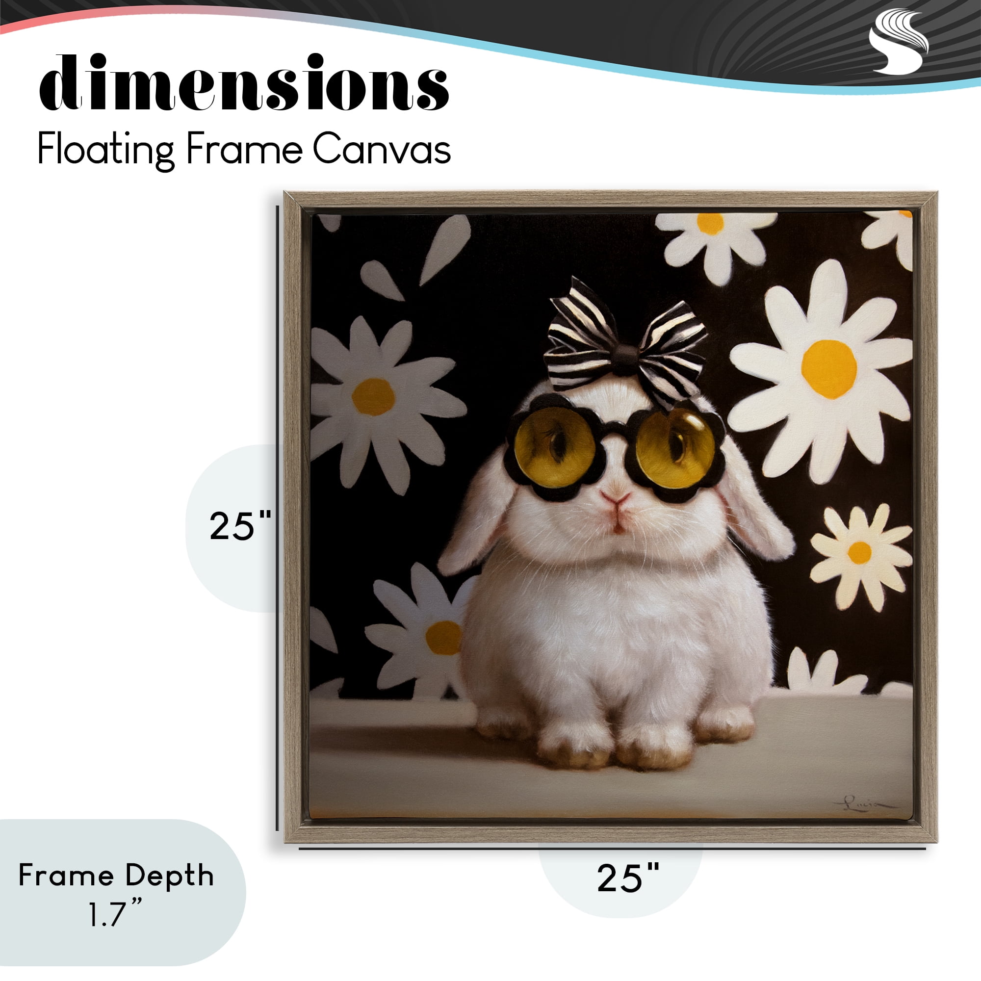 Stupell Industries Boopsie Daisy Bunny Brown Framed Floater Canvas Wall Art, design by Lucia Heffernan