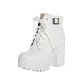 thumbnail image 2 of Botas cortas con cordones en la parte delantera para mujer, tacón alto, tacón grueso, punta redonda Wmkox8yii hfjk1450, 2 of 4