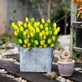 thumbnail image 3 of Outdoor Artificial Tulips Fake Flowers UV Resistant Faux Plastic Greenery Shrubs Plants for Home Outside Garden Porch Window Farmhouse Decor (Yellow), 3 of 5