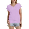 thumbnail image 5 of Summer Savings Ladies Short Sleeve V Neck Shirt Solid Color Tshirts Soft Summer Tops Ruched Top Casual Tees for Everyday Outfits Cheap Deals Today, 5 of 9