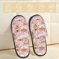 thumbnail image 2 of Bixox Men's Women's Gingerbread Houses Pink Wonderland Patterned Plush House Slippers, Memory Foam Slippers, Indoor and Outdoor Warm Plush Bedroom Shoes, Soft Flat Sole, Comfortable and Non-slip, 2 of 5