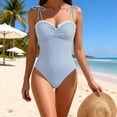 thumbnail image 4 of Naittoop Women's Striped One Piece Swimsuits Tie Shoulder Ruffle Trim High Cut Belly Control Bathing Suit, 4 of 5