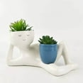 thumbnail image 3 of Lazy Guy Planter, Lazy Little Character Flowerpot, Funny Smily Face Planter for Indoor Plants, Lying Down Resin Flower Pots, Funny Plant Pots Green Plant Vase Blue, 3 of 7
