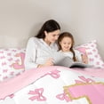 thumbnail image 4 of Manfei Kawaii Monogram J Full Size Comforter Sets,Ribbon Bow Dessert Bedding Comforter Set,Pink,Pink Reversible,3-Piece,1 Comforter and 2 Pillowcases, 4 of 7
