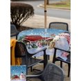 thumbnail image 4 of Outdoor Tablecloth with Umbrella Hole and Zipper, Blue Snowman Christmas Square Table Cloth 54x54 Inch Waterproof Tablecloth, Snowflake Red Truck Xmas Tree Gifts Picnic Table Cover for Patio Camping, 4 of 7