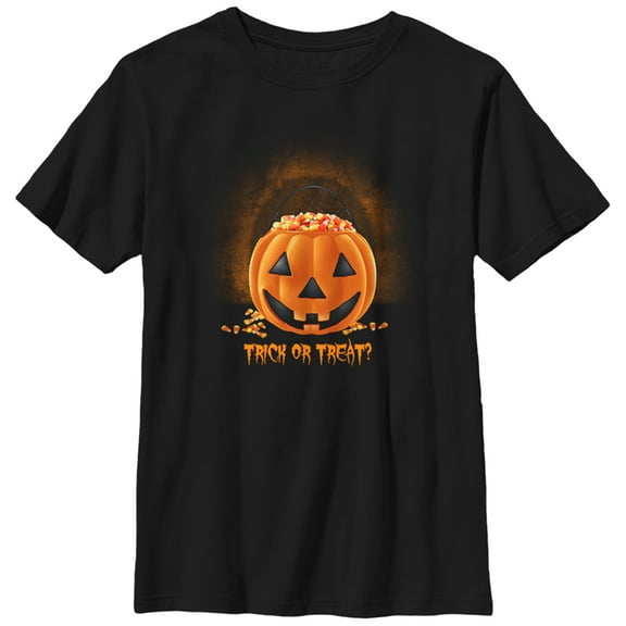 Boy's Lost Gods Halloween Pumpkin Candy Corn Treat Graphic Tee Black X Large