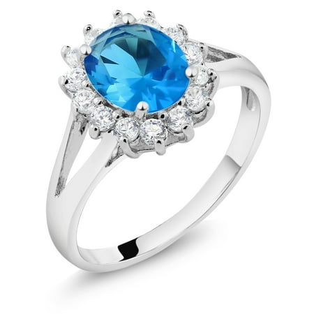 - Vintage Victorian Blue and White CZ Cubic Zirconia Halo Ring with (Size 6 - 8)