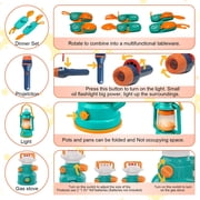 FUN LITTLE TOYS 17Pcs Kids Camping Pretend Play Set, Pop Up Play Tent with Light Up Stove Lantern Binoculars, Outdoor Adventure Toy Christmas Birthday Gifts for Toddlers Boys Girls Ages 3+