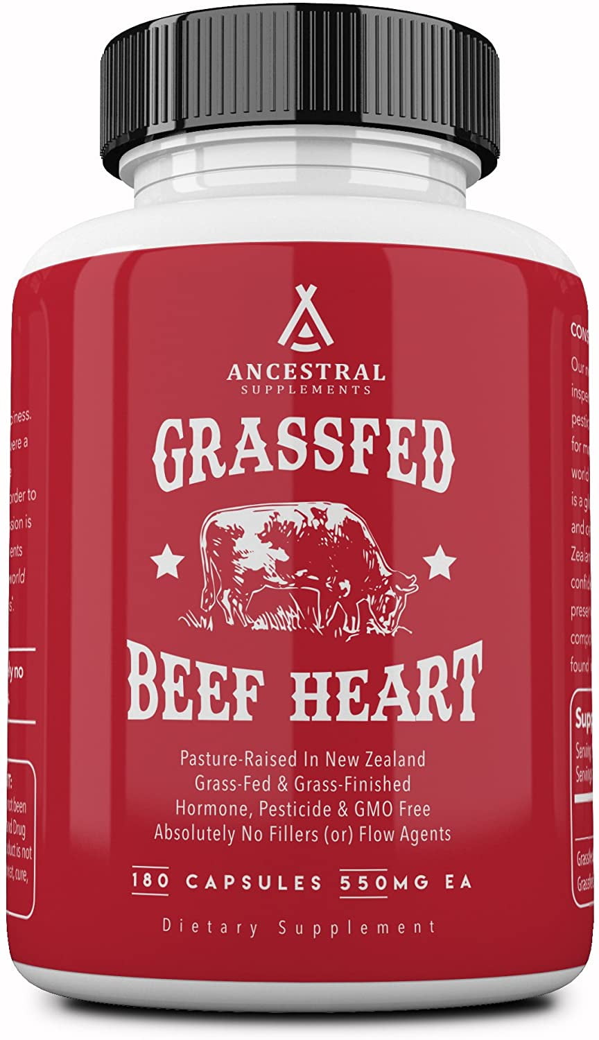 Ancestral Supplements Grass Fed Beef Heart (180 Capsules)