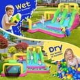 thumbnail image 3 of JOYMOR 6-in-1 Inflatable Double Water Slide Park for Kids Backyard, Bounce House w/ Obstacle Crossing, Ball Net, Climbing Wall, Water Gun, Bouncer Castle Outdoor Playhouse (Included Blower), 3 of 8