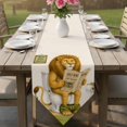 thumbnail image 6 of Abstract Printed Table Runner Linen Burlap Table Runner 90 Inches Long Modern Lion On Toilet Dresser Scarves for Kitchen Island Coffee Dining Room Party Wedding Banquet Holiday Decoration 13"x90", 6 of 8