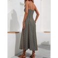 thumbnail image 5 of Women Boho Spaghetti Strap Maxi Dress Printed A Line Slit Flowy Summer Dress Green S, 5 of 10