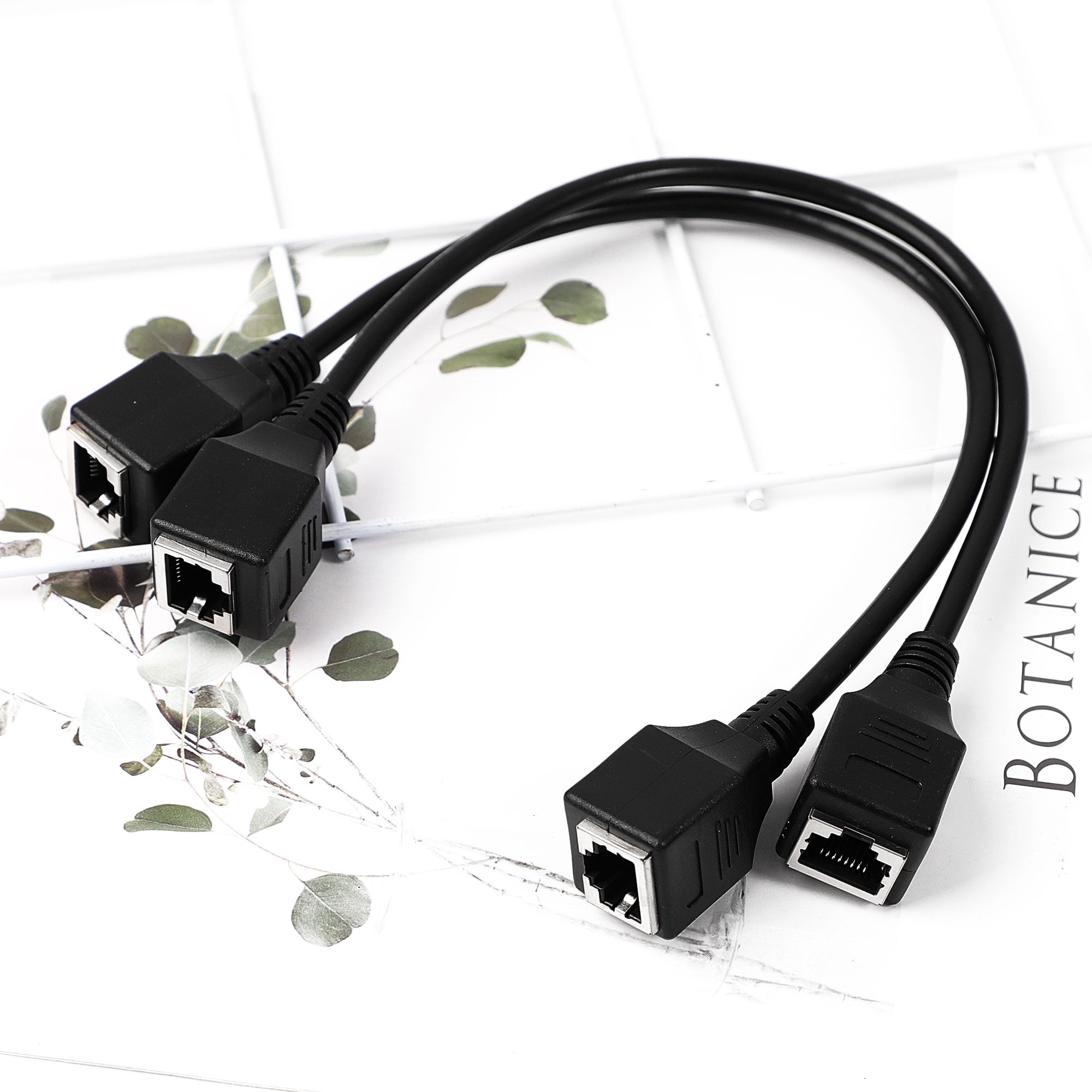Unique Bargains 2 Pcs 1ft Ethernet LAN Female to Female Network Cable RJ45 Extension Cord