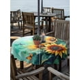 thumbnail image 2 of Outdoor Tablecloth with Umbrella Hole Zipper Yellow Sunflower Butterfly Round Tablecloth 60" Waterproof Outside Table Cloth Teal Ocean Vintage Abstract Patio Table Cover Tablecloths for Picnic Party, 2 of 8