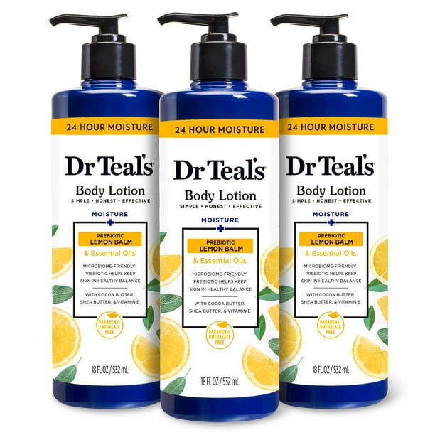 Loción corporal Dr. Teal's Lemon Prebiotic Lemon Lemon Balm 540 ml x 3