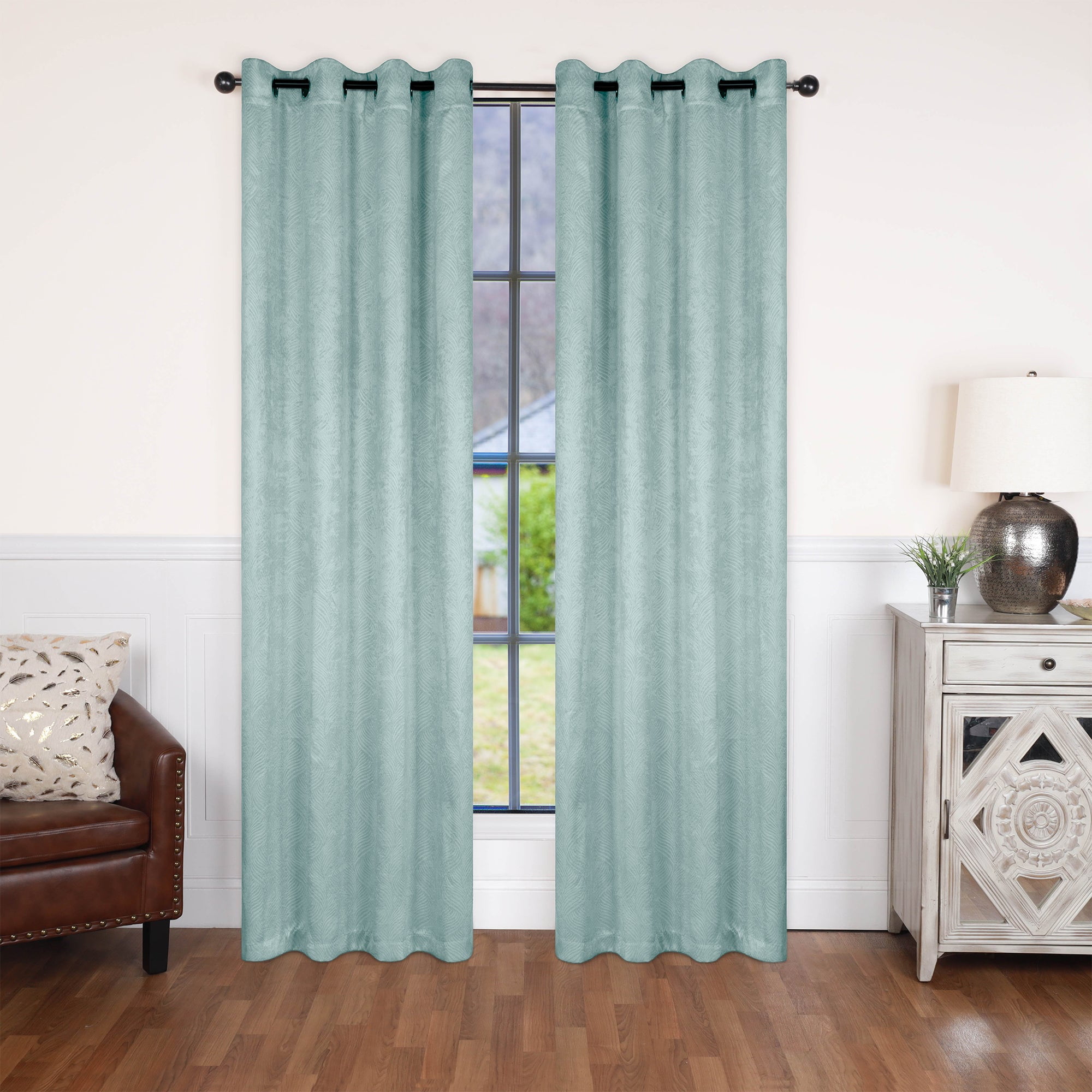 Superior Wave Blackout Grommet Curtains Panel Set, Teal, 52" x 63"