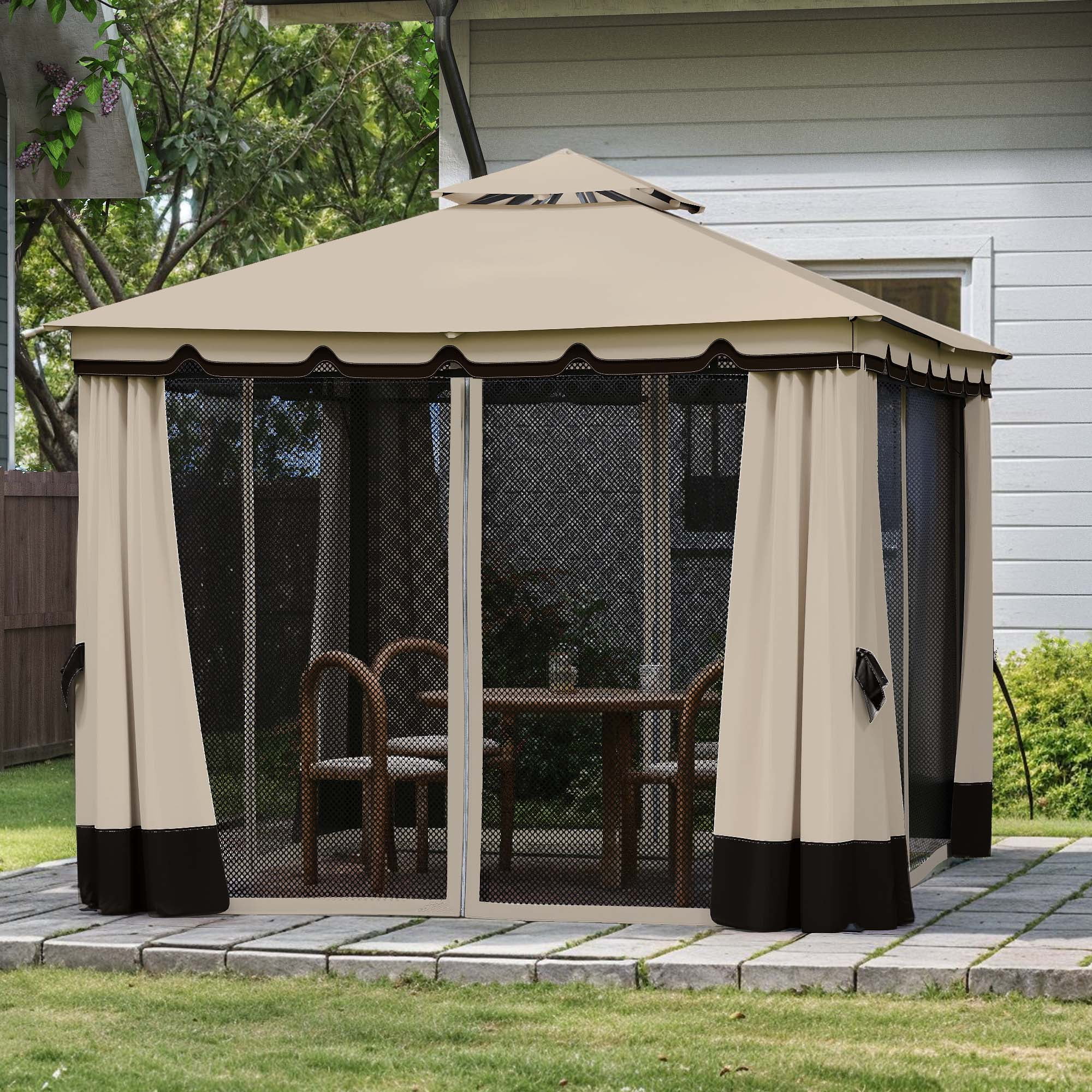 Uforic 10'x12' Outdoor Double Roof Gazebo Patio Tent with Steel Frame