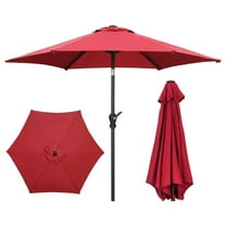 7.5FT Patio Umbrella Outdoor Table Umbrella,Market Umbrella with 6 Sturdy Ribs, with Push Button Tilt and Crank for Garden, Lawn, Deck, Backyard & Pool (Red)