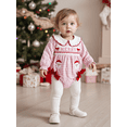 thumbnail image 4 of Loicainy Infant Baby Girl Christmas Bodysuit 3 6 12 18 Months Long Sleeve Doll Collar Santa Embroidery Bubble Romper, 4 of 9