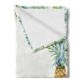 thumbnail image 2 of Pineapple Soft Flannel Fleece Blanket, Watercolor Tropical Island Style Border Print Exotic Fruit Palm Trees and Leaves, Cozy Plush for Indoor and Outdoor Use, 70" x 90", Multicolor, by Ambesonne, 2 of 5