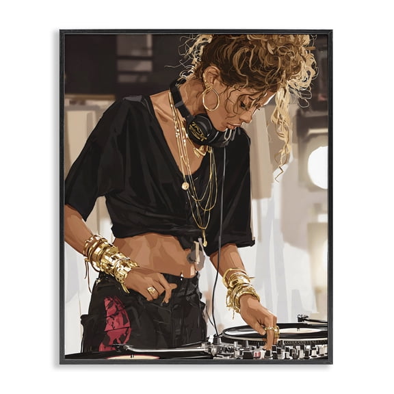 Stupell Industries Speaking Through Music DJ Black Framed Giclee Art, design by Franklyn Gregory