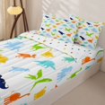 thumbnail image 3 of Metsweet Colorful Dinosaurs Zipper Full Size Comforter Sets with Fitted Sheet and 2 Pillowcases, Tyrannosaurus Rex Stegosaurus Pterodactylus Zipper Bedding Set,4pcs, 3 of 6