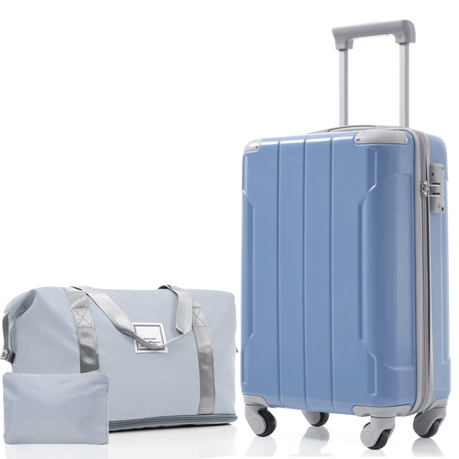 Euroco 20" Carry On Luggage Set 3 Piece,ABS Hardshell Lightweight Suitcase with Spinner Wheels & TSA Lock,Airline Approved Suitcase set for Weedend Getaways,Business Travel,Glacier Lake