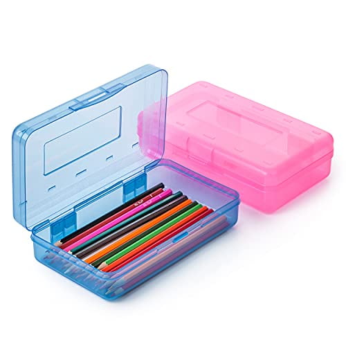 Bright Color School Pencils Stationery Storage Box Pen Holder Box Organizer School Supplies Pencil Box for Students 8 Pieces Translucent Pen Pencil Box