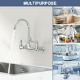 thumbnail image 6 of Wall Mount Commercial Sink Faucet Long Handles Wall Mounted Kitchen Faucet 8 Inch Center Swivel Spout for Utility Laundry Room Restaurant Sink, High 9" Spout, 6 of 14