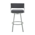 thumbnail image 5 of Armen Living Indoor Capri 26" Swivel Slate Gray Faux Leather and Silver Metal Bar Stool, 5 of 12