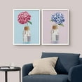 thumbnail image 2 of PixonSign Framed Wall Art Collage Print Gallery Set Duo of Pink and Purple Flowers in Mason Jars Botanical Plants Illustrations Modern Ultra for Living Room, Bedroom, Office - 12"x16"x2 WHITE, 2 of 6
