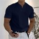 thumbnail image 2 of Men's Casual Solid Color V-Neck Gentleman's Business Short Sleeve Fitness T-Shirt 2XL, 2 of 5