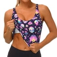 thumbnail image 3 of Fotbe Skull mushroom space Sujetador Deportivo Largo sin Aros para Mujer con Almohadillas y Soporte Medio, Transpirable y Absorbente, Camiseta Tipo Chaleco o Tank Top-X-Large, 3 of 8